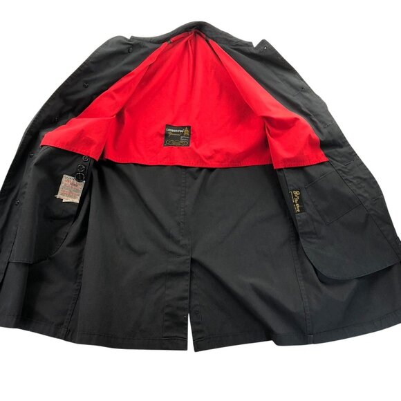 London Fog Mens Trench Coat 38R Black Maincoat Button Up Collarred Casual Travel - Picture 3 of 16